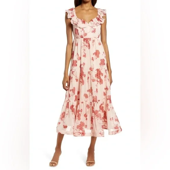 Chelsea28 Ruffle Midi Dress Size S - Picture 2 of 4